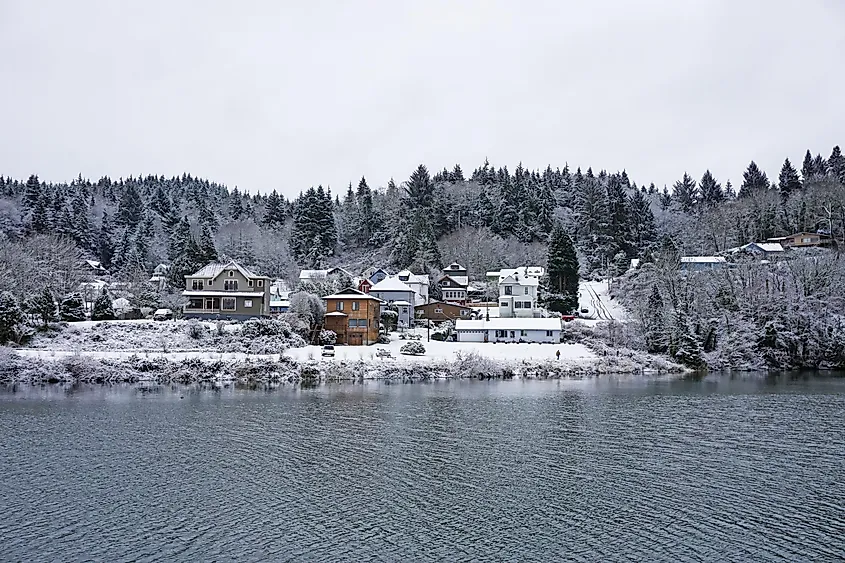 Winter scenery in Astoria, Oregon.