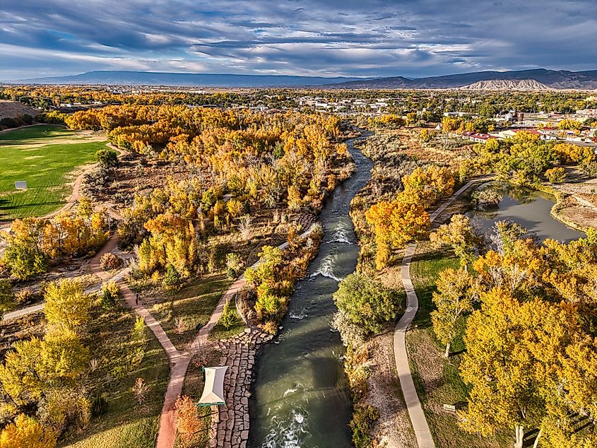 The Gunnison River running through Montrose, Colorado.