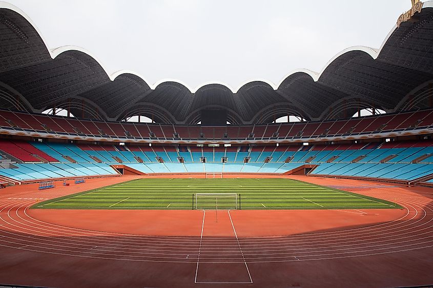 The Rungrado 1st of May Stadium at Rungra Island in Pyongyang, North Korea. Editorial credit: BGStock72 / Shutterstock.com