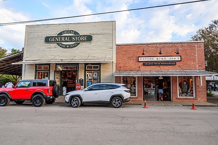 General Store in wooden building in the historic town of Gruene in Texas. Editorial credit: vivooo / Shutterstock.com
