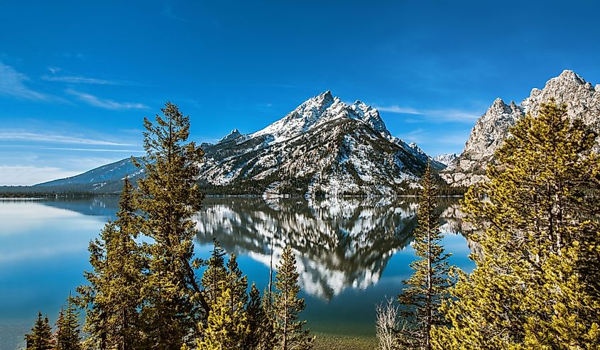 Scenic view of Jenny Lake and the Teton mountains in Grand Teton National Park,Wyoming
