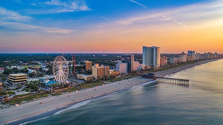 Skyline of the coastal city of Myrtle Beach in South Carolina.