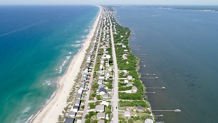 An aerial view of Emerald Isle, North Carolina.