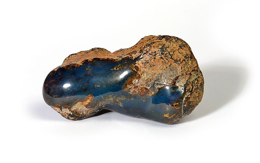 Semi-polished Dominican blue amber stone.