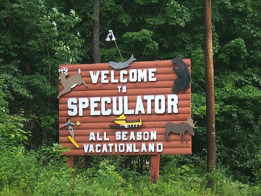 Welcome to Speculator Sign All Season Vacationland.