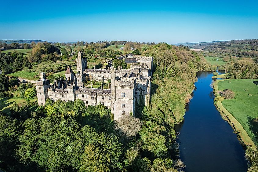 Aerial view of Lismore Castle, County Waterford, Ireland