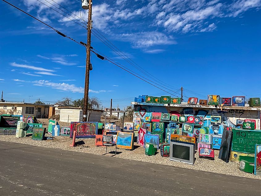 Bombay Beach, Californa where the people have turned the area into an outdoor Art Museum.