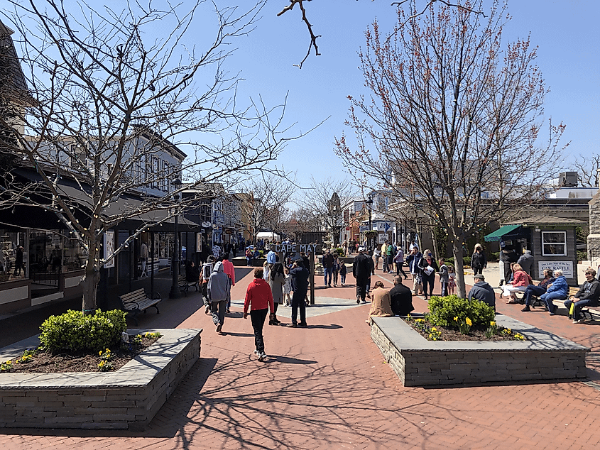 People walking down main street Cape May, via 