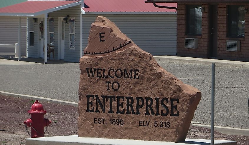 Sign in Enterprise, Utah.