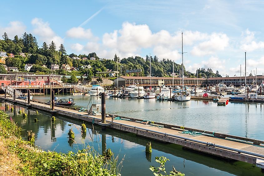Boat pier near the Riverwalk Inn in Astoria, Oregon.