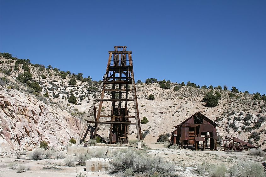 Abandoned mining structures in Eureka, Utah.