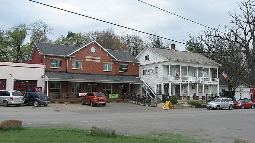 The End of the Commons General Store and other buildings in Mesopotamia, Ohio