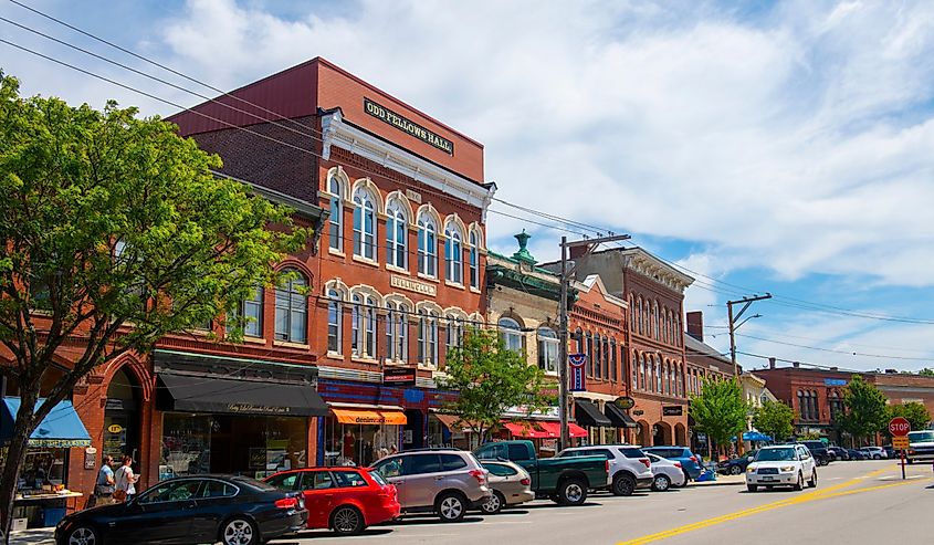 Water Street in historic town center of Exeter, New Hampshire