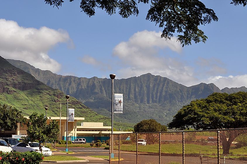 View of mountains from Waianae in Hawaii.