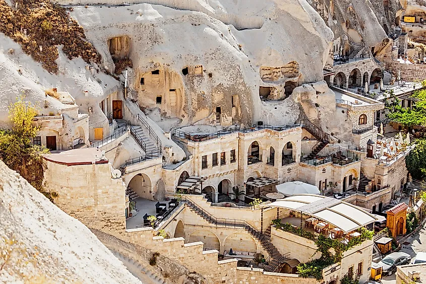 Cappadocia hotels carved from stone rock, cave style