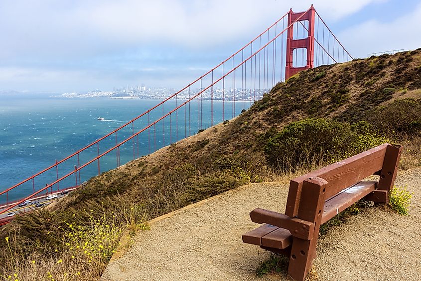 The Golden Gate Bridge from the Battery Spencer overlook in Sausalito, California.