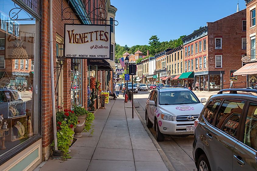 Quaint Shops on the Main Street of Galena, Illinois