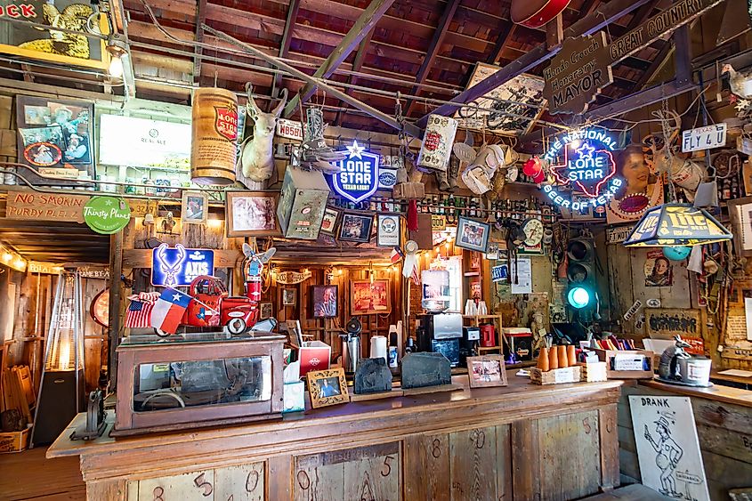 Inside the general store in Luckenbach, Texas.