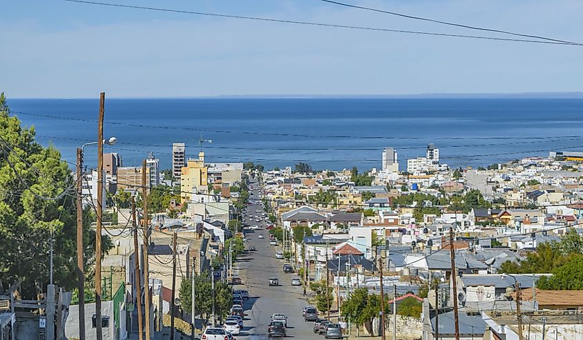 Aerial view from top of hill of Comodoro Rivadavia city, the most important city of Argentina. 