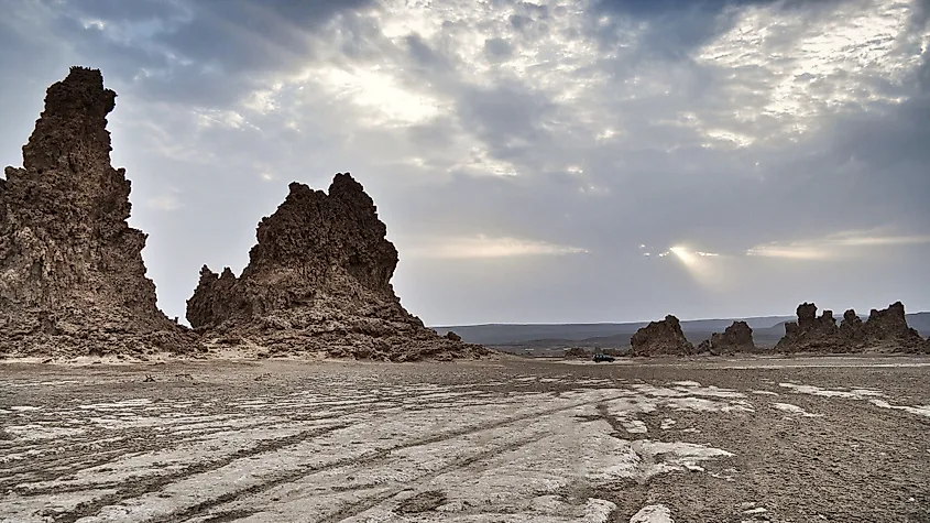 Rock formations in Lake Abbe region.