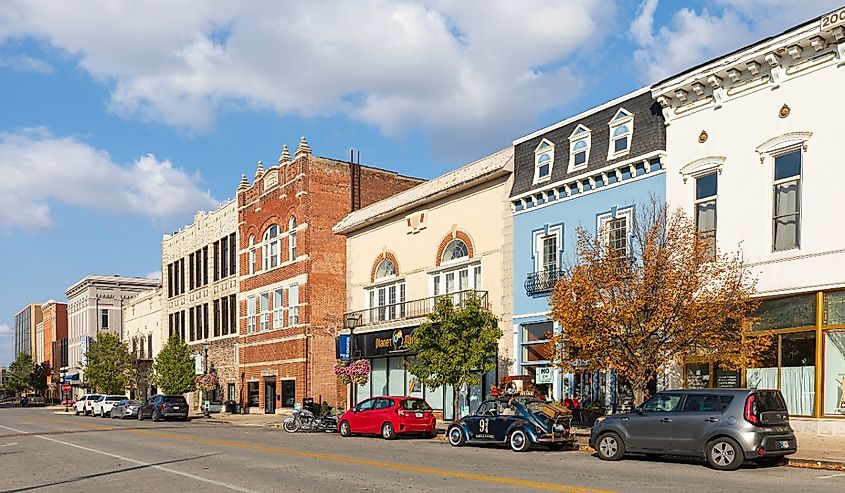 Kokomo, Indiana, USA - October 11, 2020: The business district on Main Street