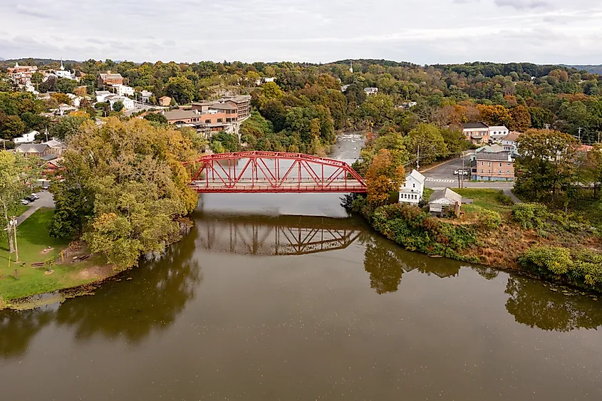 Aerial view of Saugerties, New York.