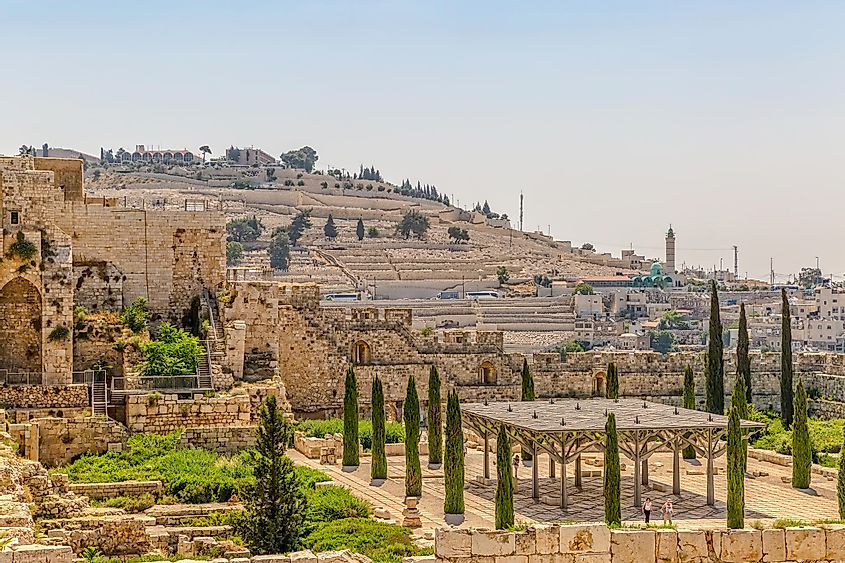 Panoramic view of the Solomon's temple remains in Jerusalem.