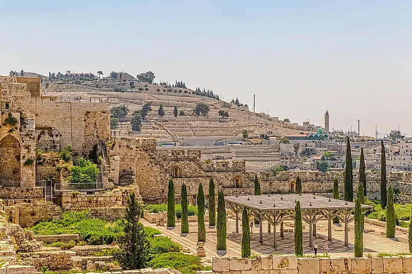 Panoramic view of the Solomon's temple remains in Jerusalem.