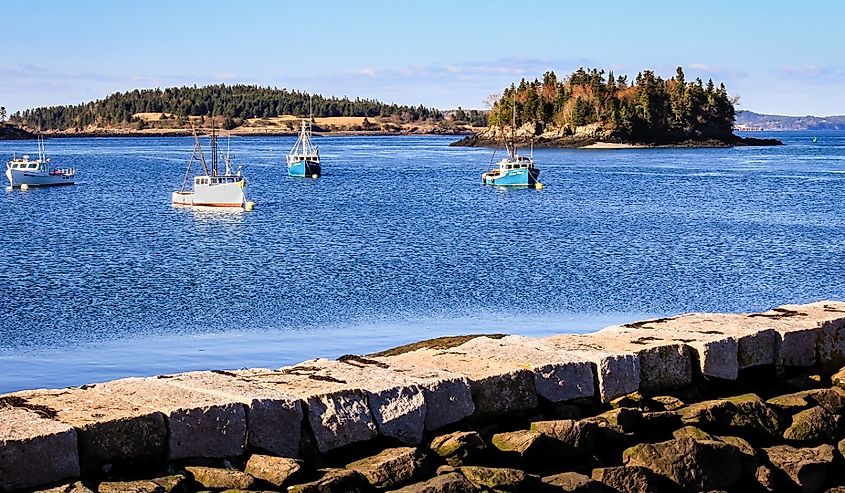 Small fishing town on the Maine coast, Jonesport, Maine.