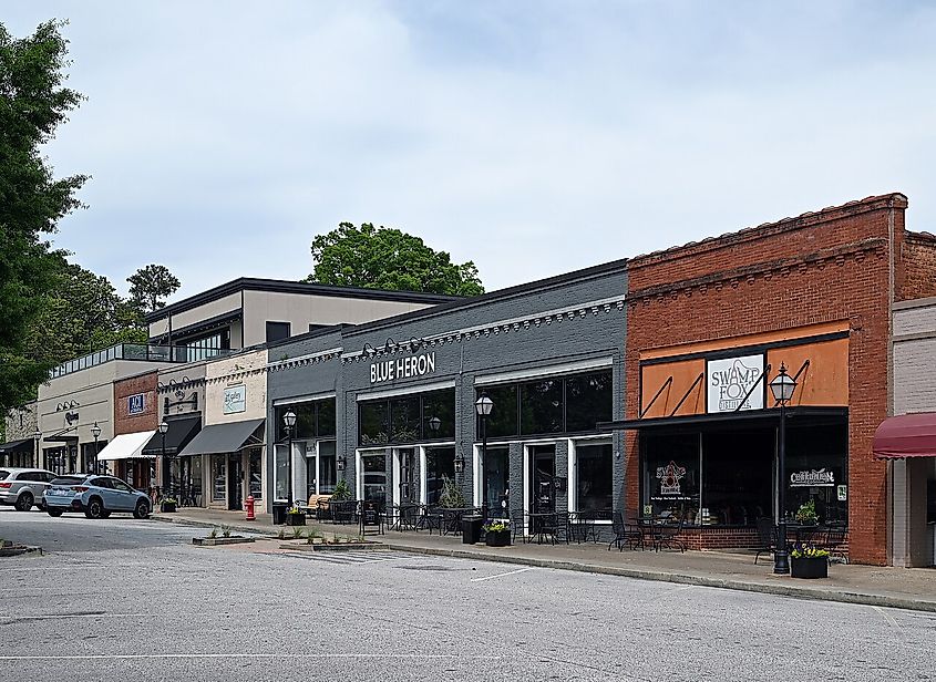 Buildings along Exchange Street, Pendleton, South Carolina.