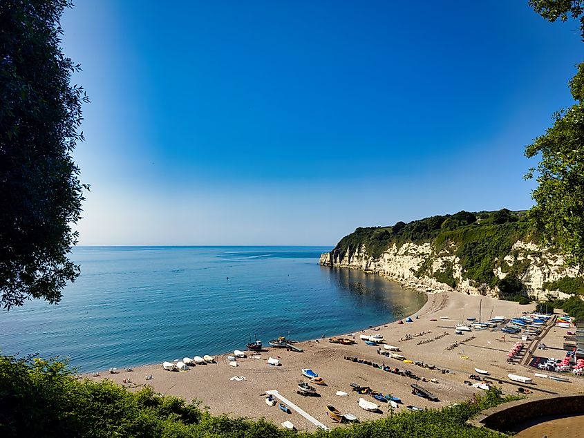 Beer Beach in Devon, England on a sunny day.