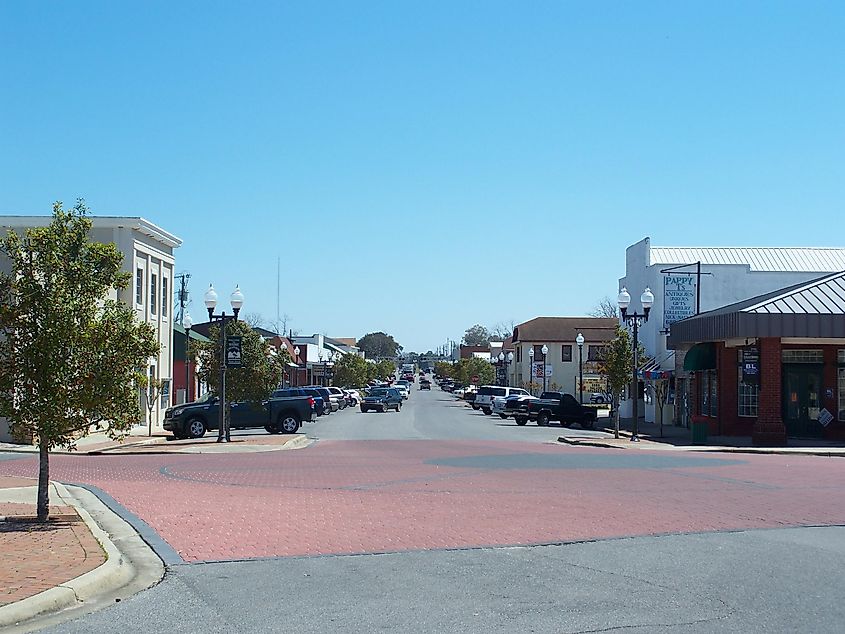 The Crestview Commercial Historic District in Crestview, Florida, showcasing its historic buildings and architecture.