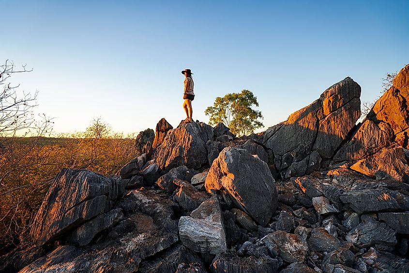 Sunset hike at Balancing Rock, Chillagoe - Mungana Caves National Park in Outback Queensland, Australia