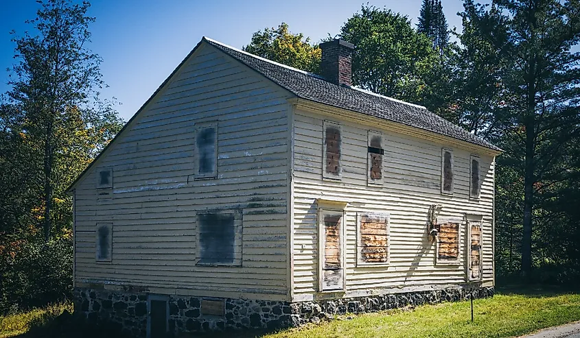 The abandoned MacNaughton Cottage in the ghost town of Tahawus. Situated in the Adirondack Park, New York