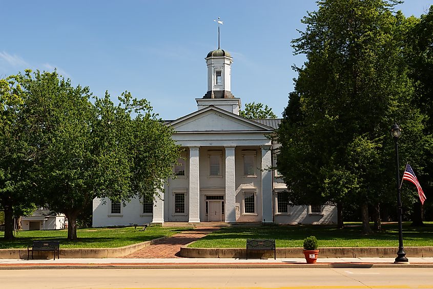 Exterior of the historic Vandalia Statehouse, Illinois capitol from 1836 to 1839, in Vandalia, Illinois, USA.