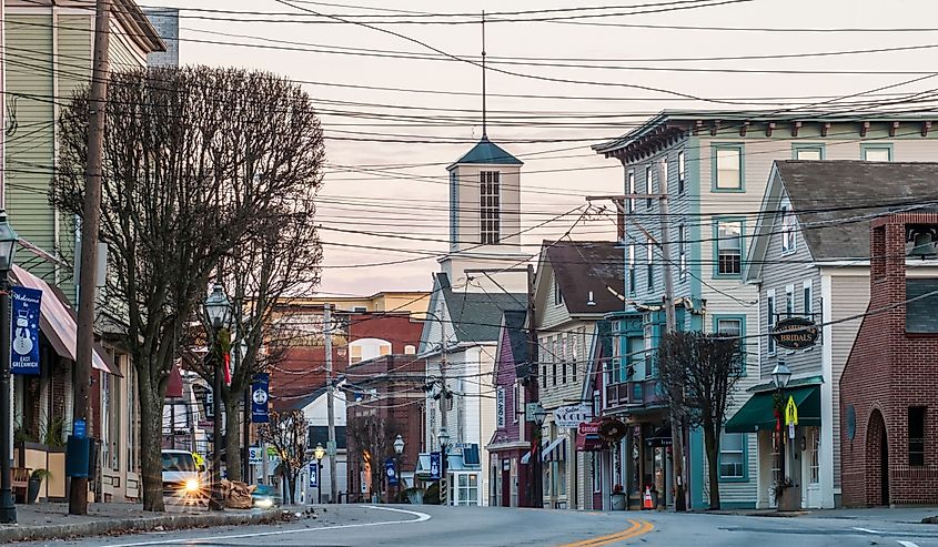 Town of East Greenwich street scenes early morning in december