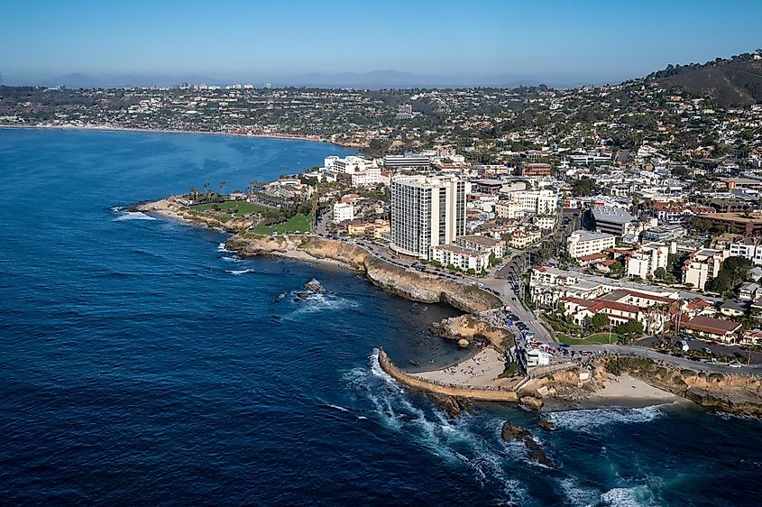 Aerial image of Children's Pool by Seal Rock in La Jolla San Diego California