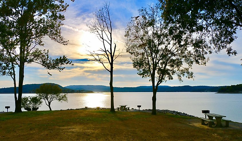 Beautiful evening at Bull Shoals Lake, Baxter County Arkansas