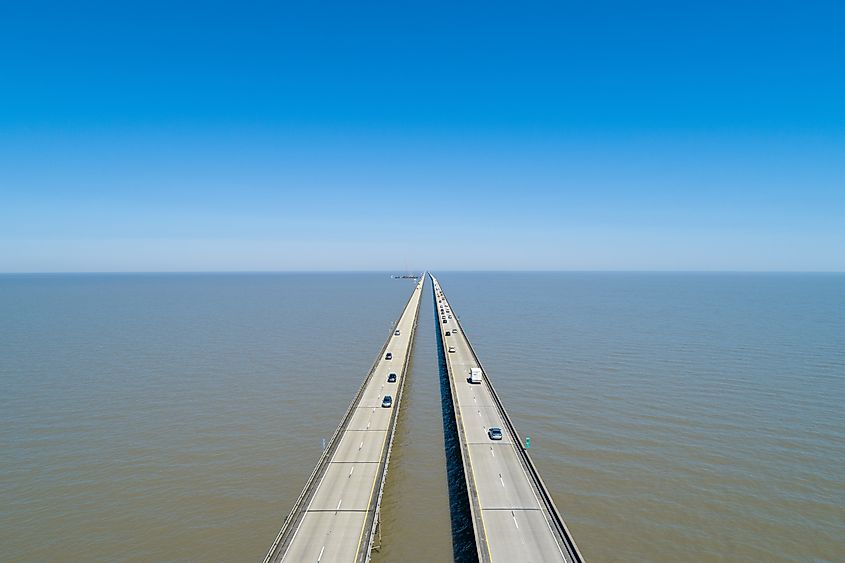 Aerial Drone Photography of the Lake Pontchartrain Causeway from Above