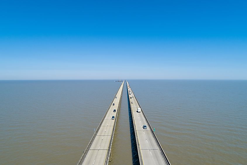 Aerial Drone Photography of the Lake Pontchartrain Causeway from Above