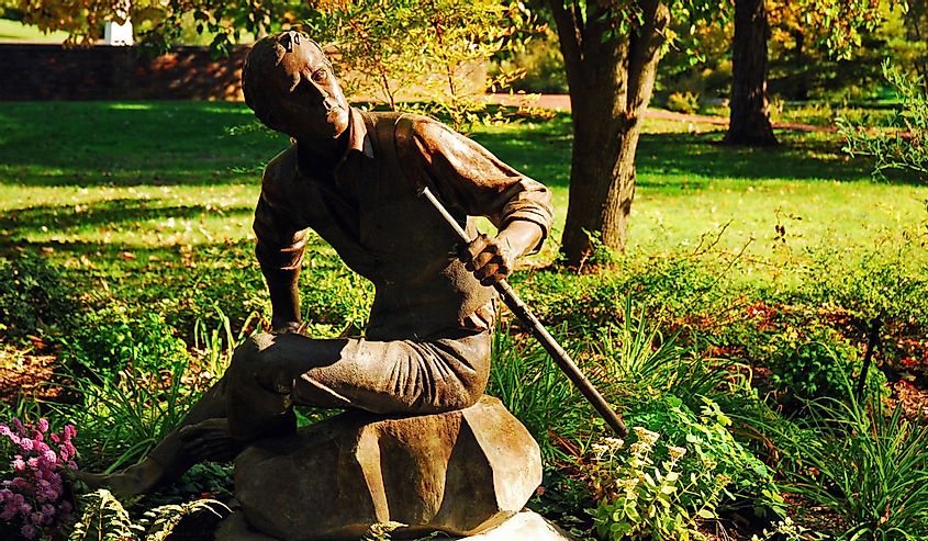 A Statue of Songwriter and Composer Stephen Foster sits in My Ol' Kentucky Home State Park, the site that inspired the famous song, in Bardstown, Kentucky