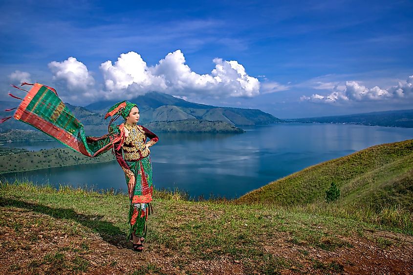 Batak woman in Lake Toba