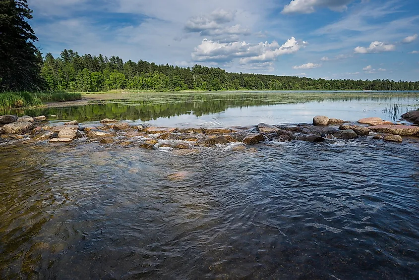The headwaters of the Mississippi River at Lake Itasca in Minnesota.