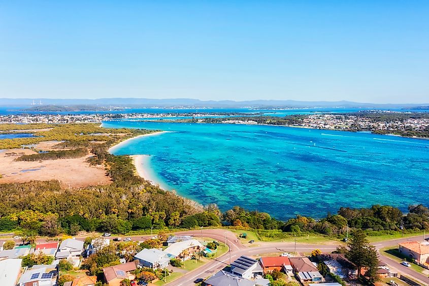 Aerial view of Swansea, Tasmania, Australia