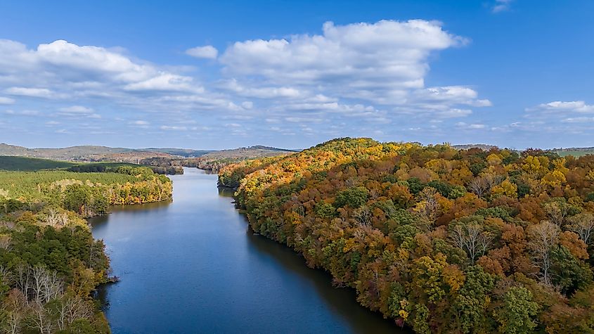 An aerial view of the Pee Dee River in South Carolina.
