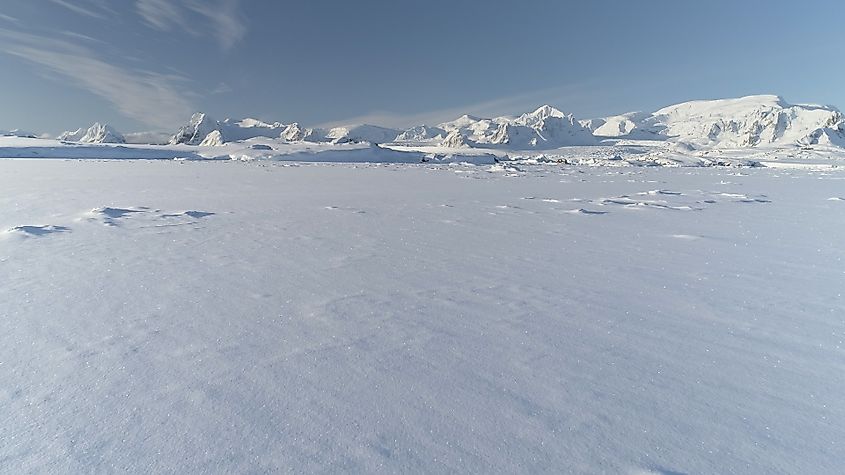 Infinitely polar snowy desert in Antarctica