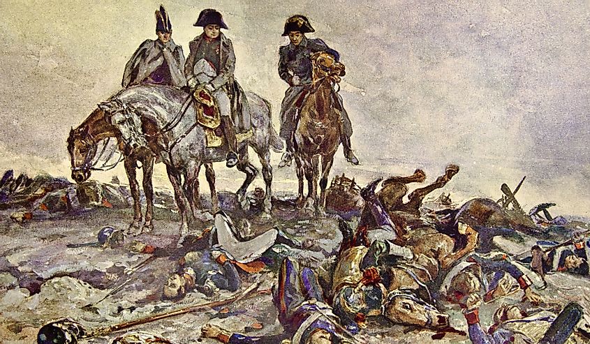 Napoleon on the battlefield in Borodino, 1812