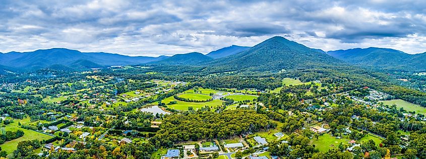 Beautiful aerial panorama of Healesville