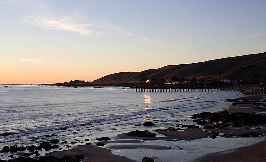 Waterfront in Cayucos, California, during winter