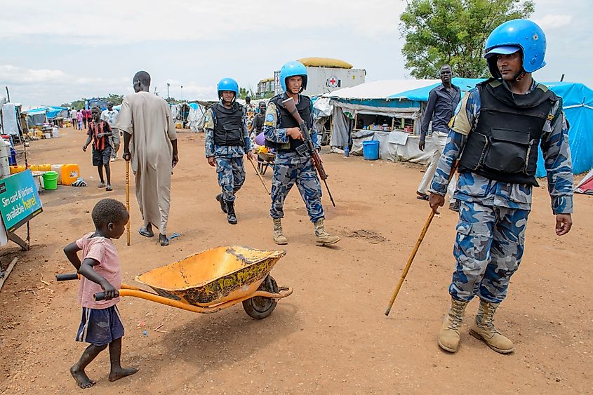 Peacekeeper troops from Nepal deployed by the United Nations Mission in South Sudan (UNMISS), Via Richard Juilliart / Shutterstock.com